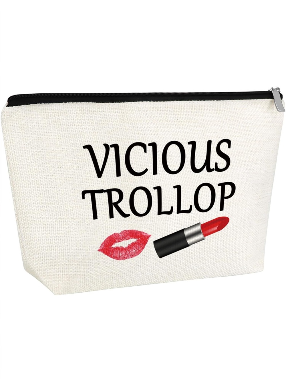 NWT Gilmore Gitls inspired Vicious Trollop Red Lipstick Cosmetic Pouch - White